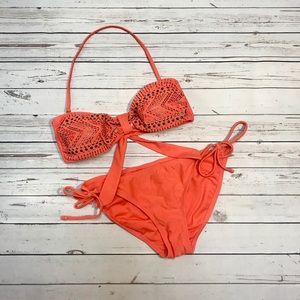 Medium Swimsuit set Coral bikini top and bottom